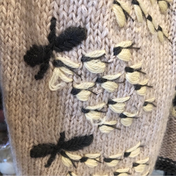 Vintage Hand Knited Cardigan Mohair Sweater Made in Italy Floral Emroidery S/M/L - Picture 11 of 12